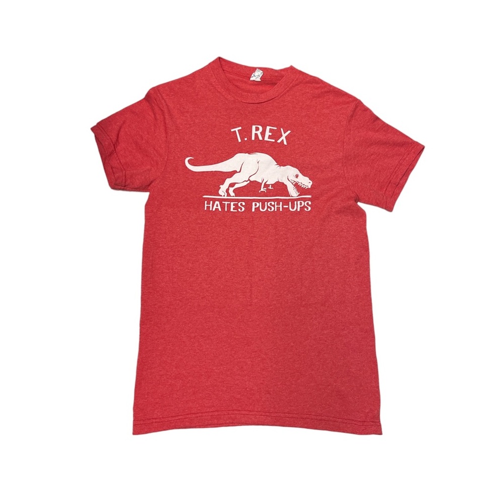 🦖Unisex heather red graphic t-shirt “T.Rex hates push ups” Size: small - Picture 1 of 1